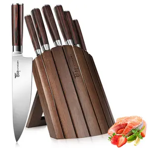 【TikTokShopSpringGlowUp】SYOKAMI Knife Set 7 Piece Japanese Style Kitchen Knife Set With Foldable Magnetic Acacia Wood Block Sharp High Carbon Stainless Steel Knives Set for Kitchen with Anti-slip Ergonomic Handle, Mother's Day Gift