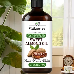 Sweet Almond Oil, 8.12 fl.oz / 240ml Natural Carrier Oil for Skin, Hair, Face & Body Care, Moisturizing & Nourishing, Body Moisturizer