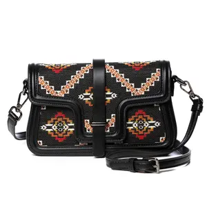 Nu Trendz Southwest Crossbody Bag for Women PU Leather Shoulder Handbag with RFID Blocking Aztec Design Compact Travel Purse