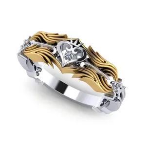 The King's Heart Ring Crown two-tone women fashion ring