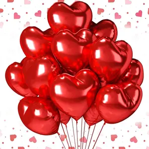 12 Pcs Heart Balloons, 18 inch Big Heart Mylar Helium Balloons, Foil Balloons for Wedding  Anniversary Backdrop Valentine Balloons Party Decorations