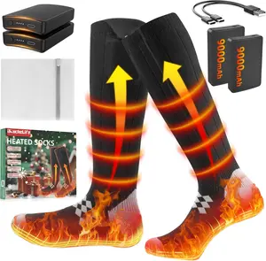 Heated Socks 9000mAh Rechargeable for Men Women, Up to 18H Long-Lasting Warmth, 3 Adjustable Heating Levels, Full Foot Heating, Machine Washable Electric Heated Clothing