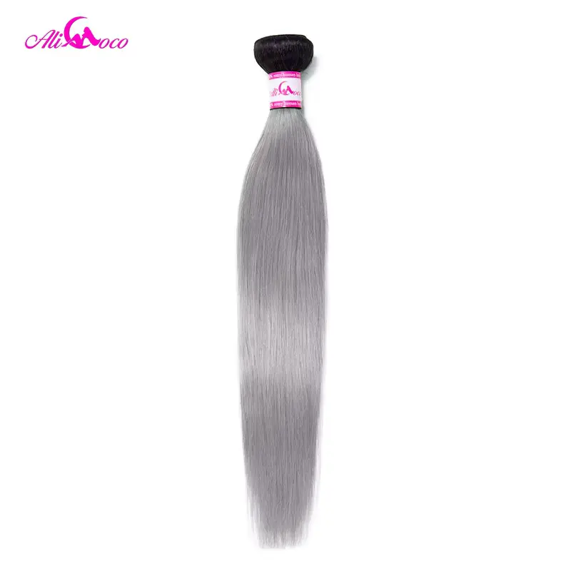 Ali Coco Brazilian Straight Hair Weave Bundles 1B/Grey Ombre Bundles 3/4 Bundles And Deal Human Hair Extension Remy Hair