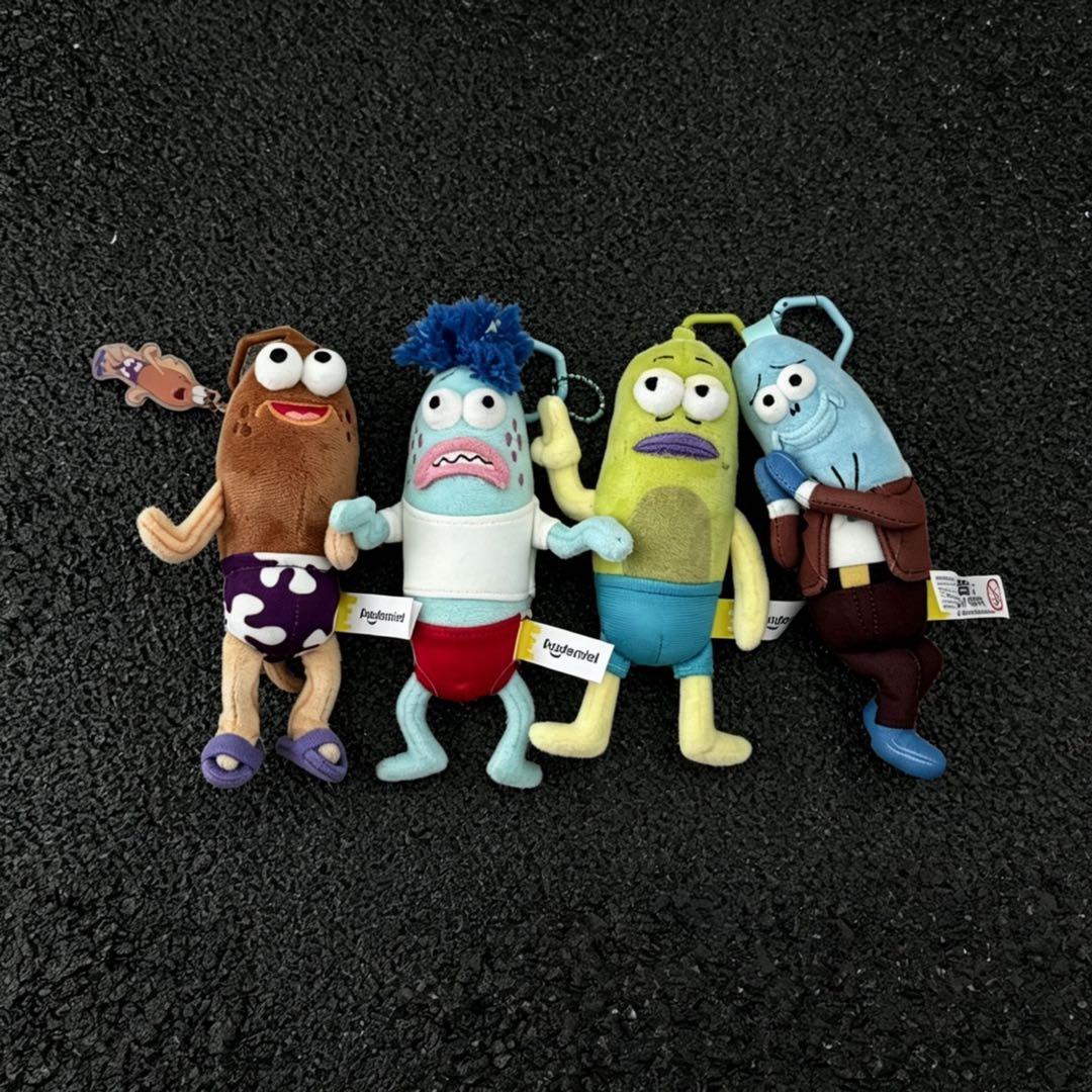 MINISO SpongeBob SquarePants Bikini Bottom Residents Cotton Compact Cartoon Character Plush Keychain, Cute Soft Everyday Bag Charm Pendant for Fans, Cute Keychains, Keychain Collectibles