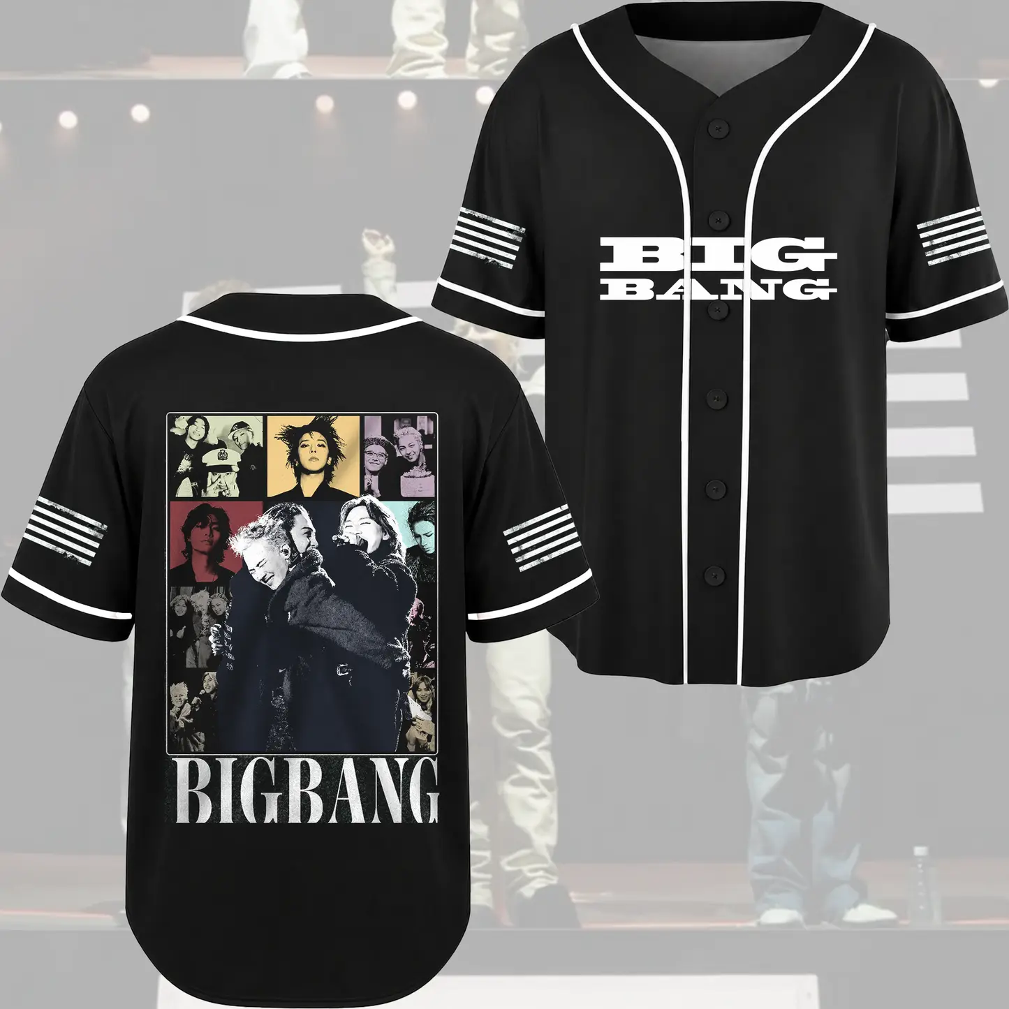 BIGBANG 20th Anniversary Baseball Jersey, Kpop Concert Shirt, Black Button Up Tour Top, Unisex VIP Fan Gift, Korean Music Apparel