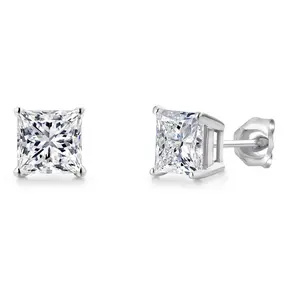 2.00 Cttw Princess Cut 14K White Gold IGI Certified Lab Grown Diamond Stud Earrings For Women Men | E-F Color | VS1-VS2 Clarity