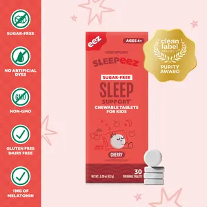 Sleepeez, Sugar-Free Chewable Sleep Tablets for Kids with Melatonin, Cherry Flavor