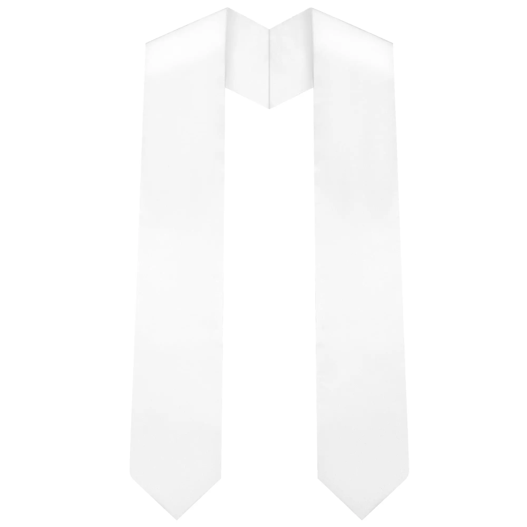 Unisex 70-in Fully-Lined Plain Polyester Satin Graduation Stole - Pointed Tip Ends, Customizable Honor Sash for Class of 2026 Ceremonies, Birthdays, Thanksgiving (All Seasons, White, Satin Sheen, Father's Day)