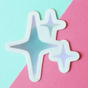 Holographic Sparkle Sticker | White Shiny Sparkle Emoji Vinyl Sticker