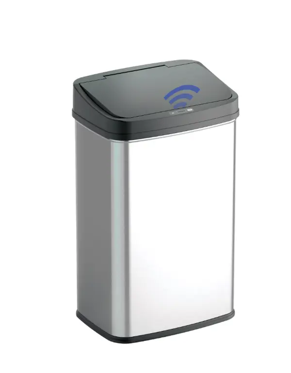 Nine Stars Automatic Kitchen Trash Can, 13.2 Gallon Stainless Steel Motion Sensor Garbage Bin with Soft Close Lid, Silver
