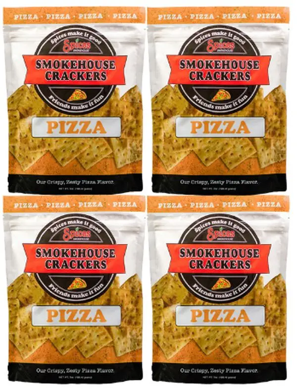 Smokehouse Crackers, Pizza Flavor, 7 oz Resealable Bags, 4 count bundle Snack Traditional