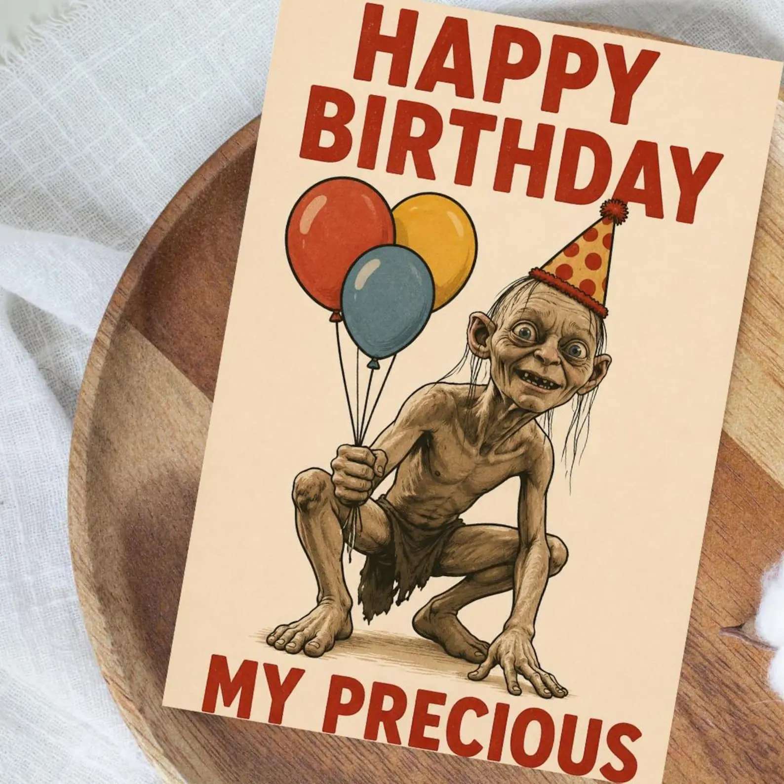 Lord of the Rings Inspired Birthday Card, Gollum Birthday Card, My Precious Greeting Card, Funny Fantasy Fan Gift, LOTR Inspired Card
