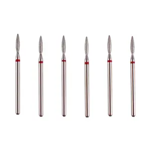 Flame Cuticle Drill Bit Set with Case, 6 count Pro   Bits for  Salon Manicure