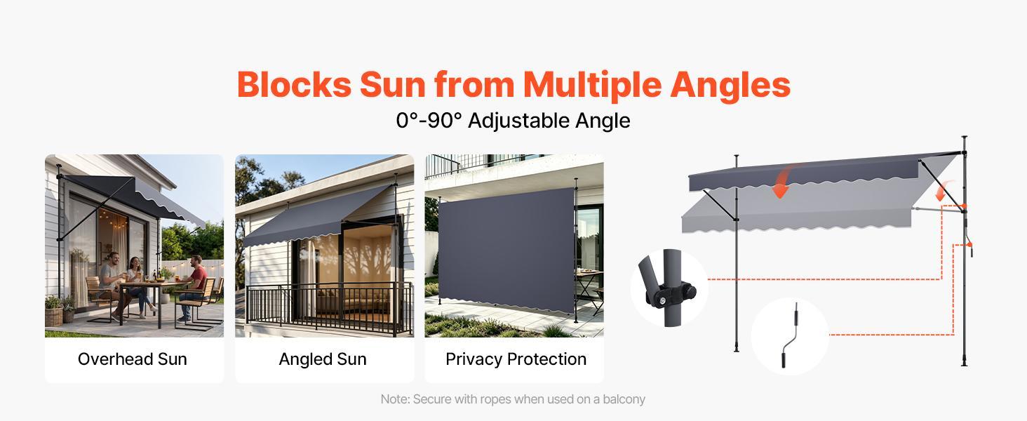 VEVOR Manual Retractable Awning, 138" Outdoor Retractable Patio Awning Sunshade Shelter, Height Adjustable Patio Door Window Canopy with Manual Crank Handle for Backyard, Garden, Balcony, Dark Gray VEVOR Manual Retractable Awning, 138" Outdoor Retractable Patio Awning Sunshade Shelter, Height Adjustable Patio Door Window Canopy with Manual Crank Handle for Backyard, Garden, Balcony, Dark Gray