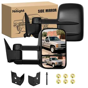 Nilight Towing Mirrors Manual Adjusted Flat Convex Glass Telescoping Folding Compatible With 1988-1998 Chevy Silverado GMC Sierra C/K 1500 2500 3500 Tahoe Suburban Yukon