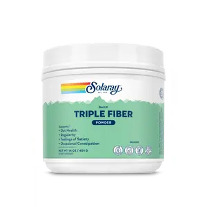 SOLARAY Triple Fiber Powder - 14oz Dietary High Fiber Gut Wellness Supplement, Unflavored Edible Constipation Relief & Regularity Support