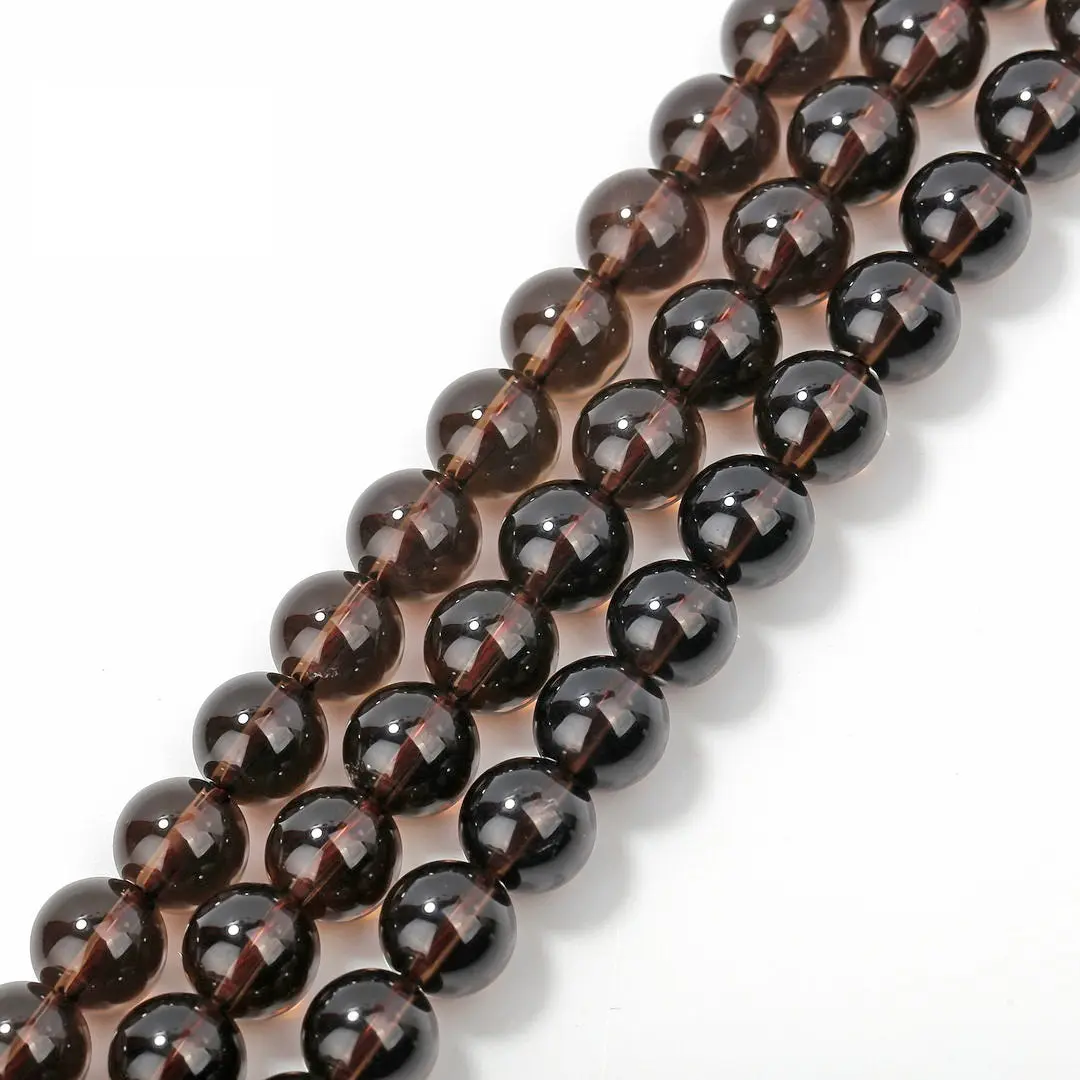 Brown Smoky Quartz Smooth Round Beads Size 4mm 6mm 8mm 10mm 12mm 14mm 15.5"Strd