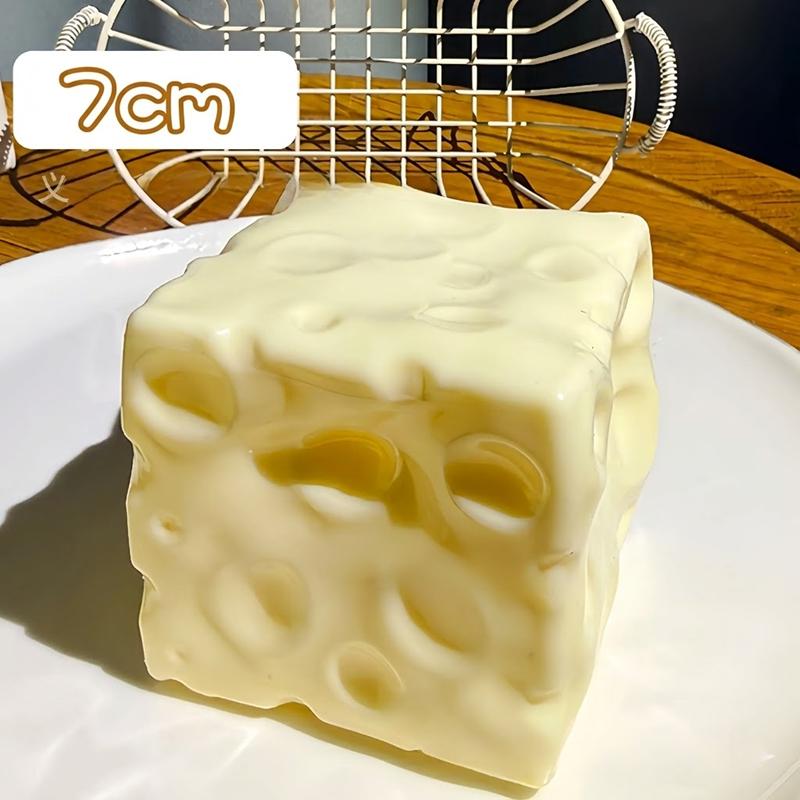 Viral Giant Cheese Squishy Fidget Toy | Moldable ASMR Stress Relief Squeeze Ball | Slow Rising Desk Accessory (6/7cm)
