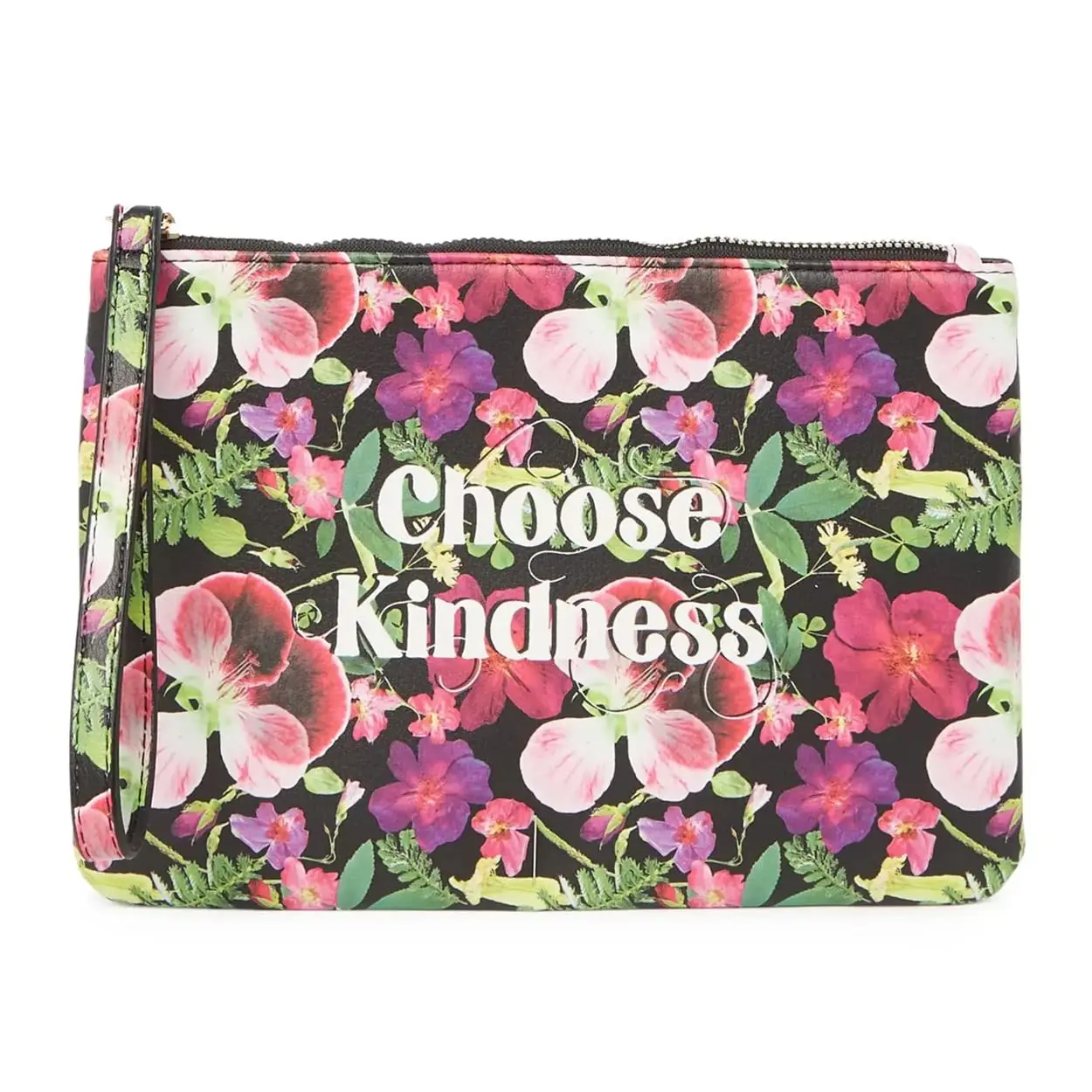 Betsey Johnson Women's Choose Kindness Floral Print Medium Wristlet, Multi