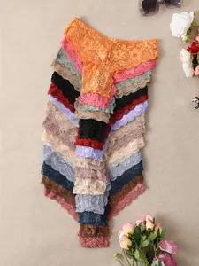 Women's Floral Lace Panty, Soft Comfy Breathable Elegant Knicker for Daily Wear, Underwear for All Seasons, Womenswear, Trim Lace Panty