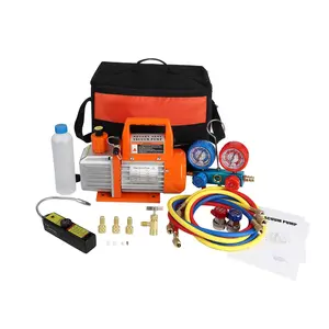 【GARVEE】110V Rotary Vane Air Vacuum Pump Kits with R134a AC Manifold Gauge and Leak Detector - 1/3 HP 4CFM & 1/4 HP 3.5CFM Options, ETL Listed for Safe HVAC Refrigeration Use and Convenient Carry Bag Included