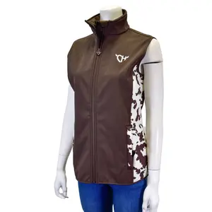 Women's CH Dark Chocolate "Cow-print Accent" Poly Shell Vest