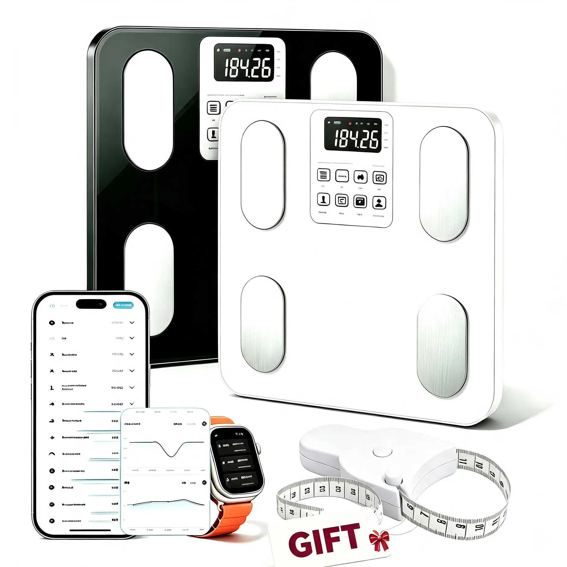 Smart Scale for Body Weight, BMI Weighing Body Fat Scale with Smartphone App, Accurate Body Composition Scale, Body Age Check, Compact Size, 400lb, Healthcare, Gym, Diet, Sports Smartscale