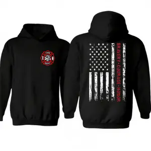 American Flag Firefighter Shirt 2 Sides, Bravery Courage Honor Tshirt, Fire Dept Tee, Fireman Hoodie, Unisex Long Sleeve Crewneck Tee, Casual Clothing