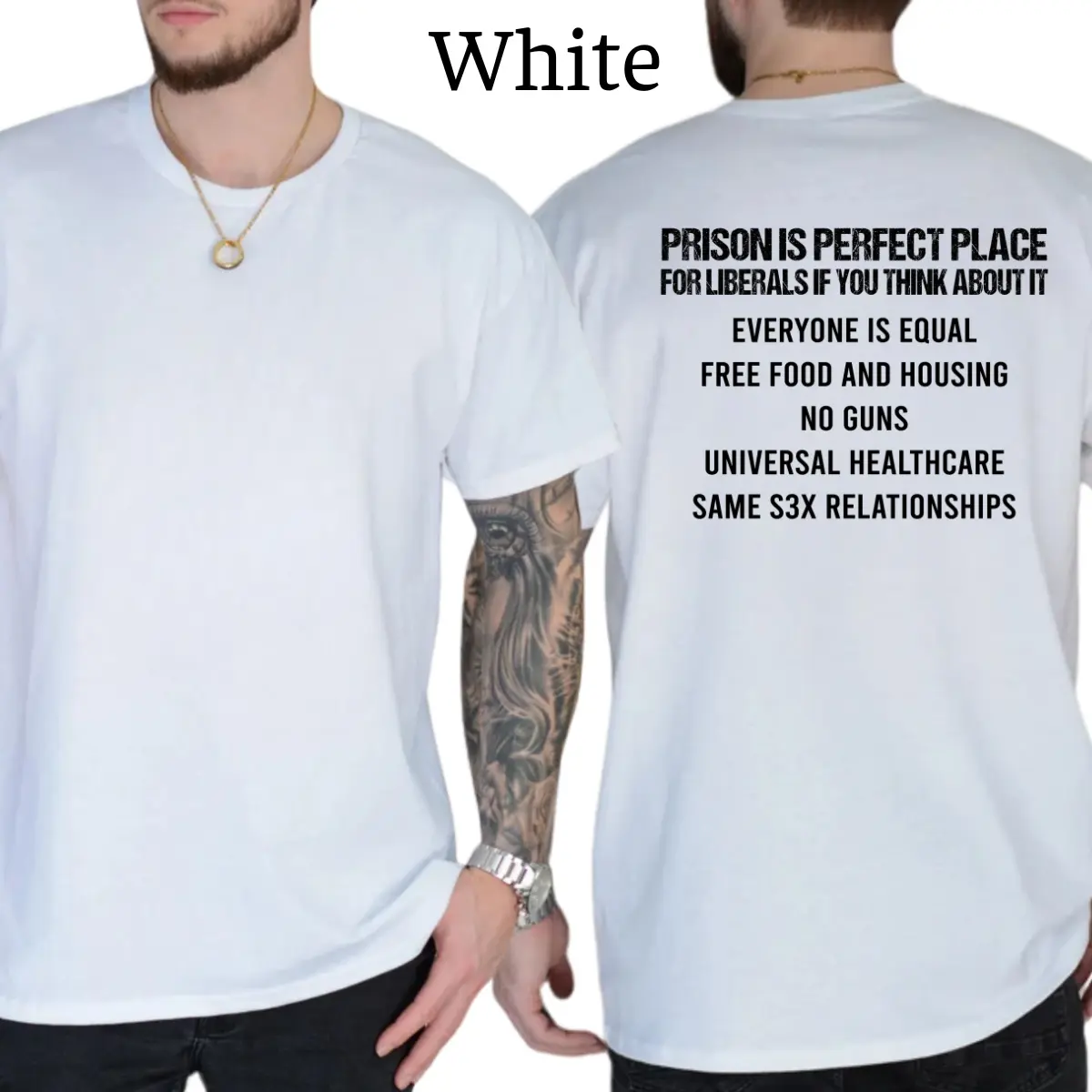 SageSprint Prison Is Perfect Place For Liberals T-Shirt, Mens Shirts Funny, Conservative Political Graphics Tee, Patriotism Graphics Shirt, Men's Gifts, Casual Menswear, For Men