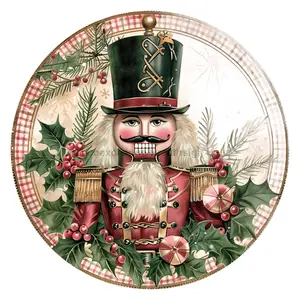 Pink Christmas Nutcracker, DCO-102664-D, Sign For Wreath, 18" Door Hanger