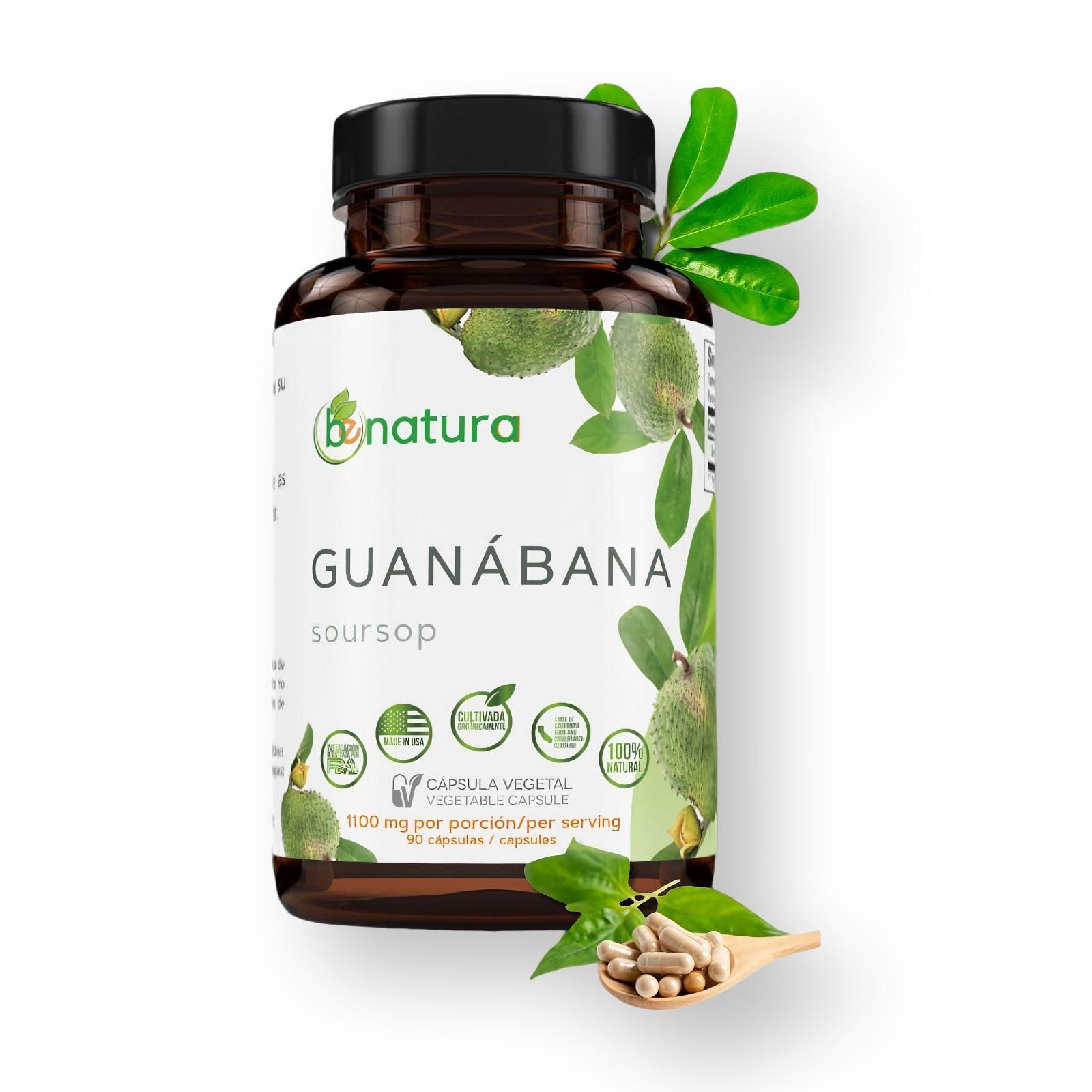 VIRAL Guanabana (Soursop) 90 Capsules 1100 mg per Serving Powerful of 100% Natural Premium Ingredients, Vegetable, Cultivada Organicamente Organically Grown
