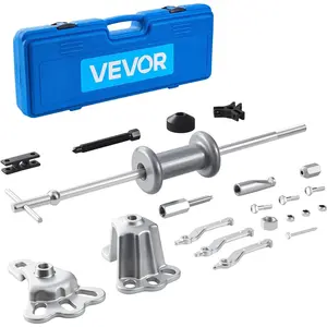 VEVOR 9-Way Slide Hammer Puller Set, 15PCS Front Wheel Hub Bearing Remover & Rear Wheel Axle Hub Dent Shaft Puller Tool Kit, Axle Bearing Puller Tool Kit and Slide Hammer Remover Set with Carry Box