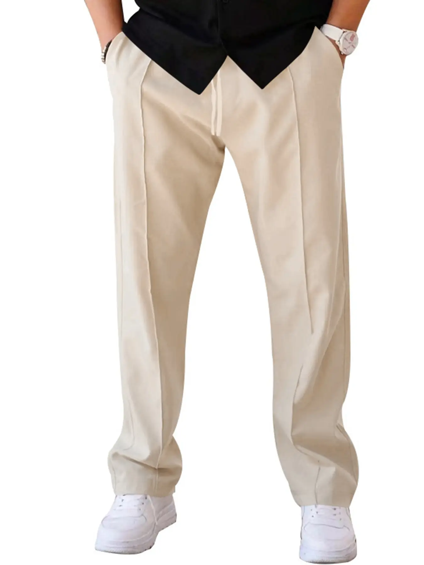 2026 New Cross-Border Men's Casual Pants, Loose Straight Leg Relaxed Fit Sports Oversize Toothpick Stripe Long Pants, Fall & Winter Fashion