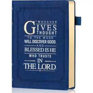 Lined Prayer Journal for Woman Men, Christian Gifts  Journals for Writing with 288 Pages Golden Edge, Study Scripture Notebook Inspirational Church Notes Notebook - Blue