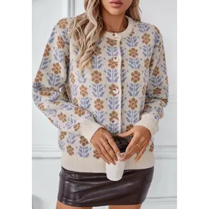 Floral button front cardigan