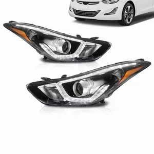 Pair LED DRL Projector Headlights W/O Bulb Fits 14-16 Hyundai Elantra