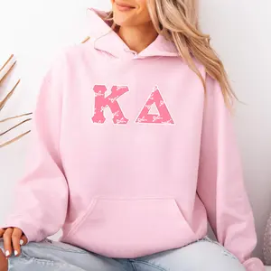 Custom Pink Bow Sorority Sweatshirt Sorority Hoodie - Light Pink Hooded Sweatshirt - Custom Sorority Hoodie -  Sweater Cotton Fabric