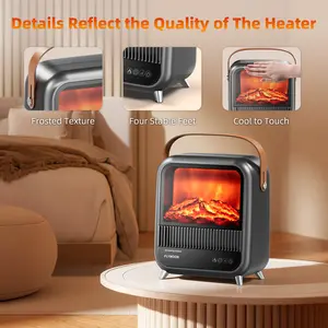 11.8” Electric Fireplace Heater, Fireplace Heater with 3D Different Flame Effects, 750/1200W, Timer, Electric Fireplace Heaters with Overheating & Tip-Over Protection, Indoor Fireplace