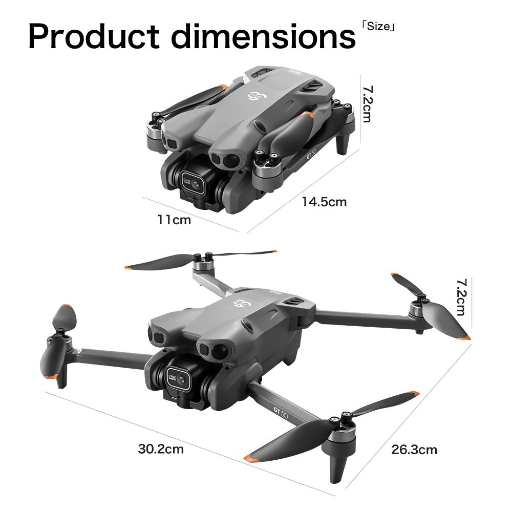 GT50 Dual Battery Drone — 4.3" LCD Remote, HD Aerial, Smart Obstacle Avoidance, Brushless Motor & Optical Flow Hover Quadcopter | Beginner-Friendly & Perfect Kids Gift
