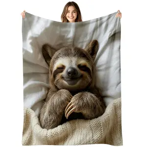 SLEEPWISH Realistic Sleeping Sloth Digital Print Blanket, Ultra Soft Flannel Throw, Perfect Gift for Sloth Lovers & Animal Enthusiasts All Season