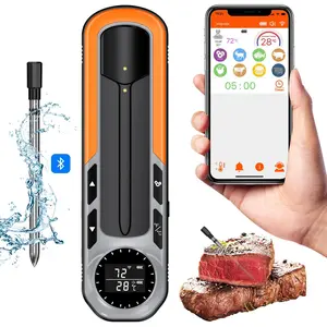 Wireless Bluetooth-compatible Meat Thermometer, Digital Stainless Steel Probe with APP, LCD Screen Real-Time Monitoring, Ideal for BBQ and Smoking