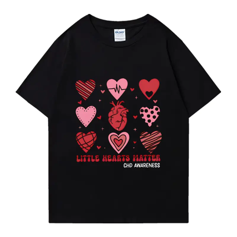 LITTLE HEARTS MATTER CHD AWARENESS Print Fashion Top T shirt Men Women graphic tee Short Sleeve T-shirts Unisex funny Cotton O-Neck clothing