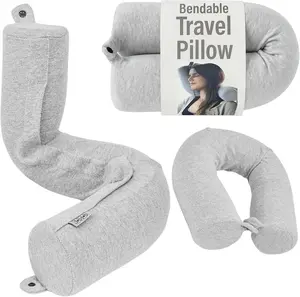 Memory Foam Travel Pillow - Airplane Travel Neck Pillow - Airplane Pillow for Neck, Chin, Waist, and Leg Support - Adjustable, Bendable Neck Pillow