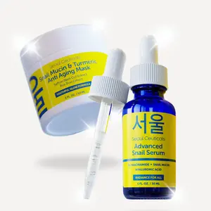 Turmeric & Snail Mucin Soothing Glow Bundle - Korean K Beauty Routine for Face Hydrates and Soothes with 97.5% Snail Mucin Turmeric Kaolin Niacinamide Hyaluronic Aloe Rice Bran Extract Moisturizes