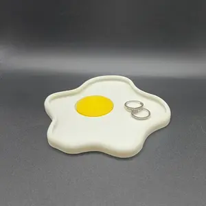 Fried Egg Jewelry Dish – Cute 3D Printed Organizer for Rings Earrings & Small Accessories Unique Stylish Design Functional Storage