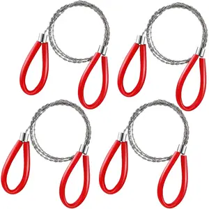 4 Pcs PVC Pipe Cable Saw Metal Wire PVC Cutter Stainless Steel Rope Saw Hand Pocket String Emergency Survival Cutting Tools for Tree Wood Camping Hiking Hunting, 23.62 Inch(Red)
