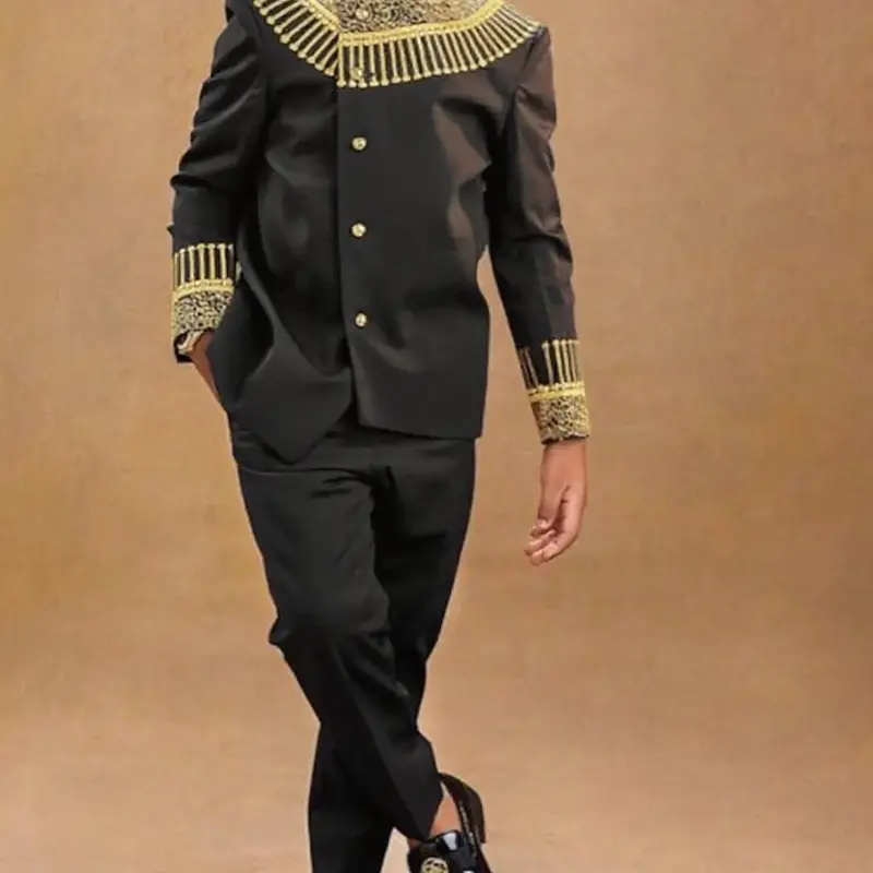 Boys' Embroidered Detailing Formal Dress Combined Set, Toddler Tuxedo, Toddler Suit, African Prince Style, Multiple Colors, Wedding & Celebration, Boys' Fashion Clothing, Outfit Sets, Combination Set
