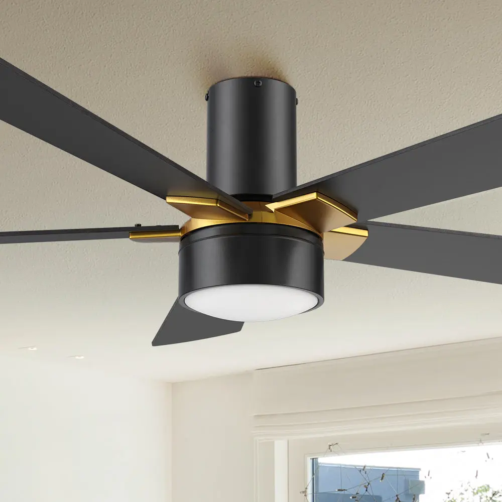 Duluth Outdoor Flush Mount Smart Ceiling Fan with LED Light Remote 52 inch