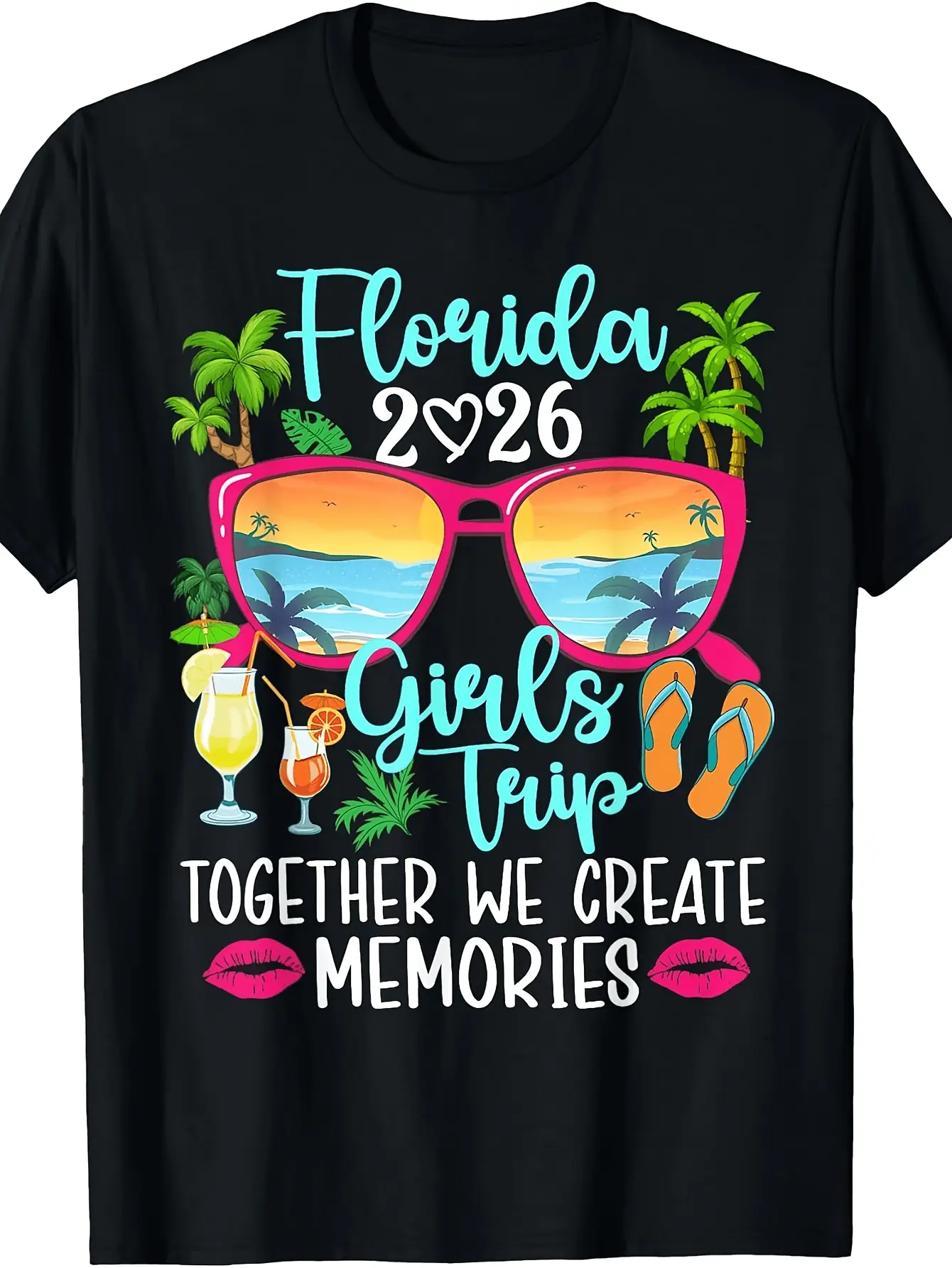 Florida Girls Trip 2026 Create Memories Florida Va unisex soft cotton short sleeve t shirt, vintage graphic casual tee for men women teens, perfect birthday holiday gift for camping travel gym daily street casual wear