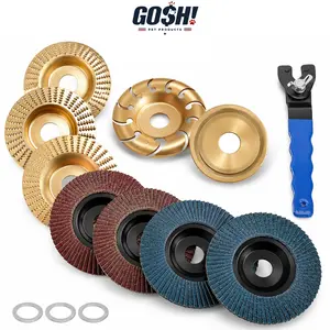 14PCS Wood Carving Disc Set for Angle Grinder 4 Inch 4 1/2 Inch Wood Grinding Wheel Shaping Carving Sanding Polishing Tool Rotary Disc for Woodworking Furniture DIY Root Carving Power Tool Accessories